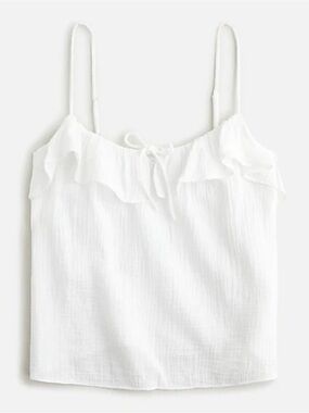 J.Crew Ruffle Gauze Camisole Tank Top White Medium Adjustable Cotton J. J Crew